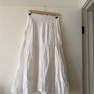 White Tiered Maxi Skirt - Women's Cotton Skirt